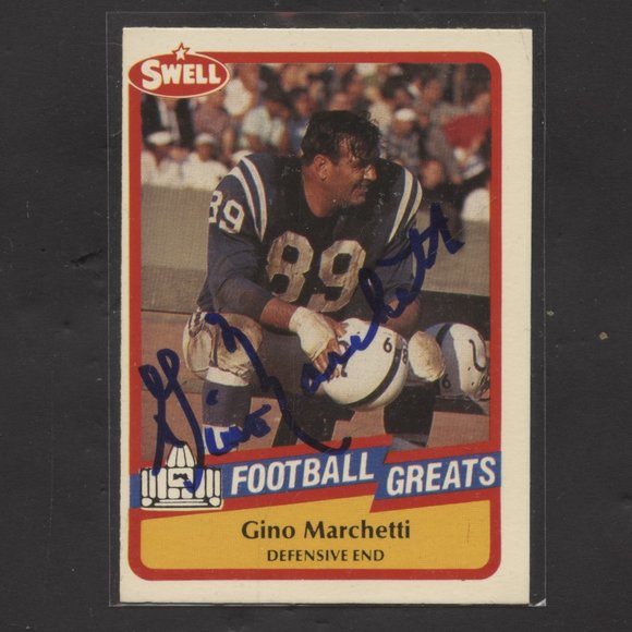AUTOGRAPHED FOOTBALL CARD OF GINO MARCHETTI BALTIMORE COLTS HALL OF FAMER - Picture 1 of 1